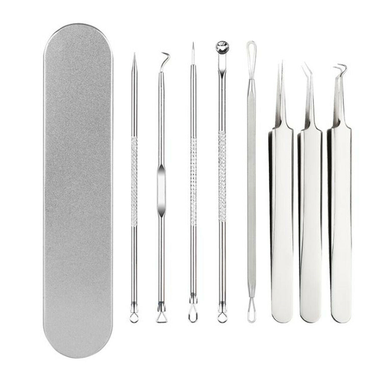 8Pcs Set Blackhead Extractor Tool Remover Pimple Blemish Comedone Kit Acne Clip