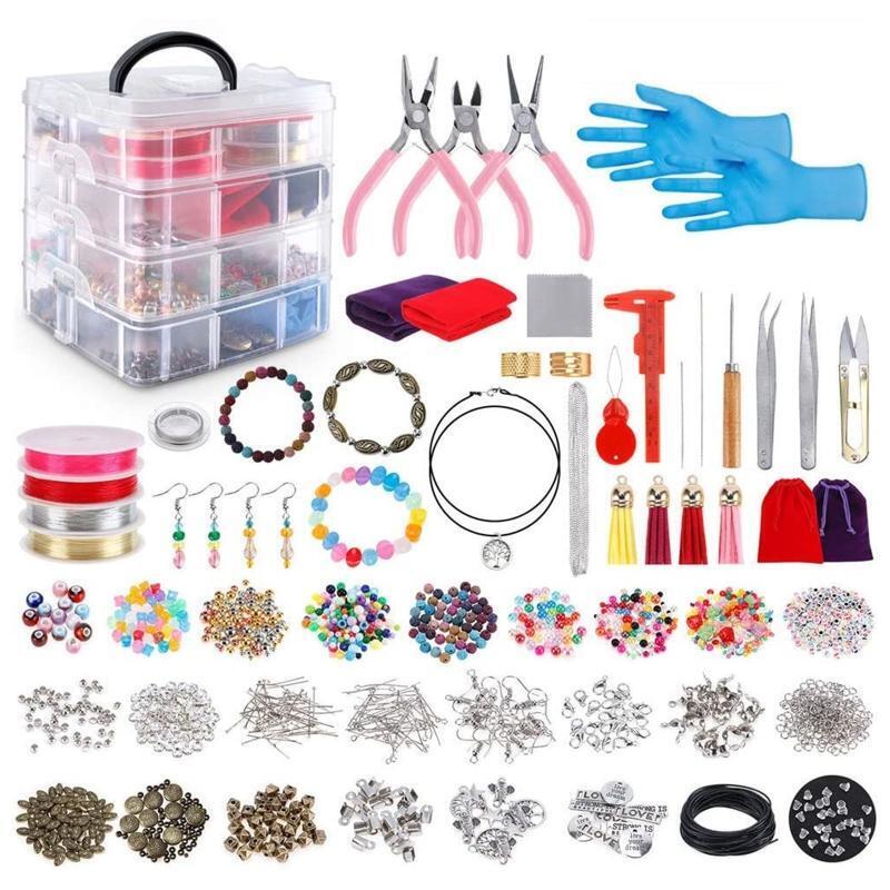 2062Pcs Jewelry Making Supplies Kit with Assorted Beads Charms Findings Pliers