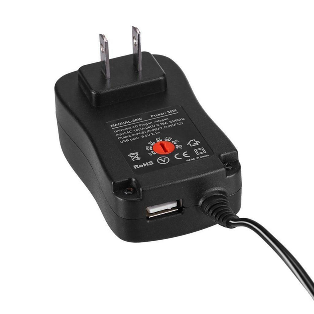 Adjustable Universal 30W 3V 4.5V 5V 6V 7.5V 9V 12V  Charger Adapter