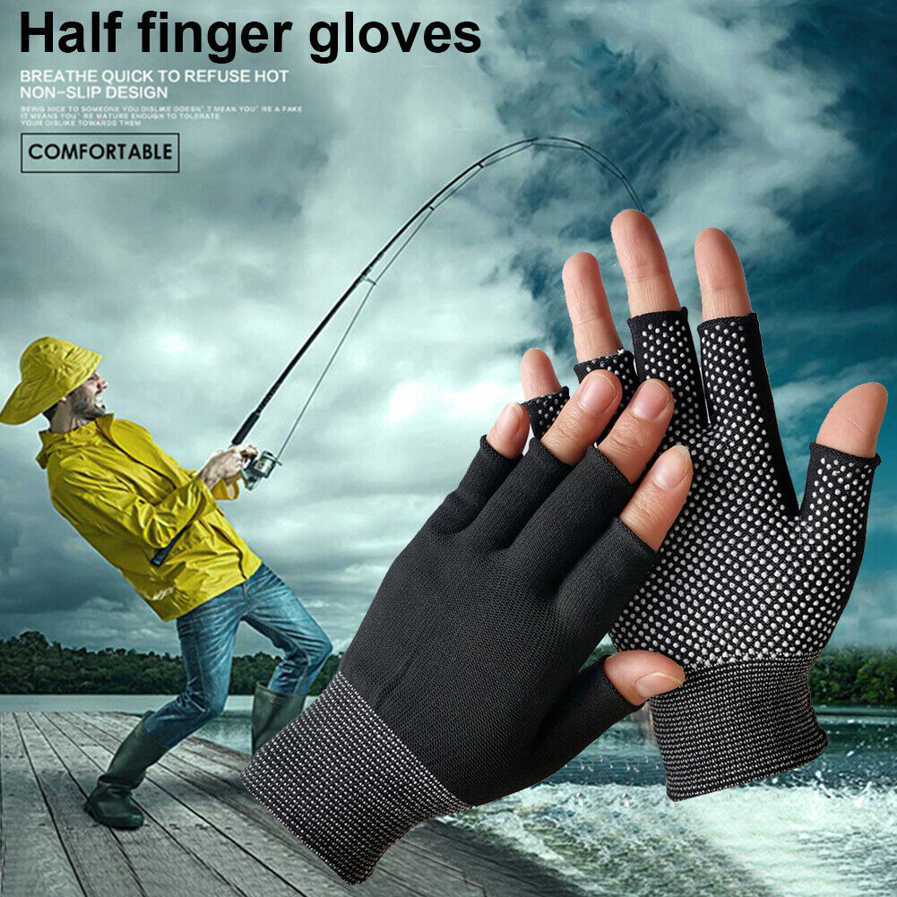 Fingerless Outdoor Bicycle Anti-skid Half Finger Fishing Gloves (Black)