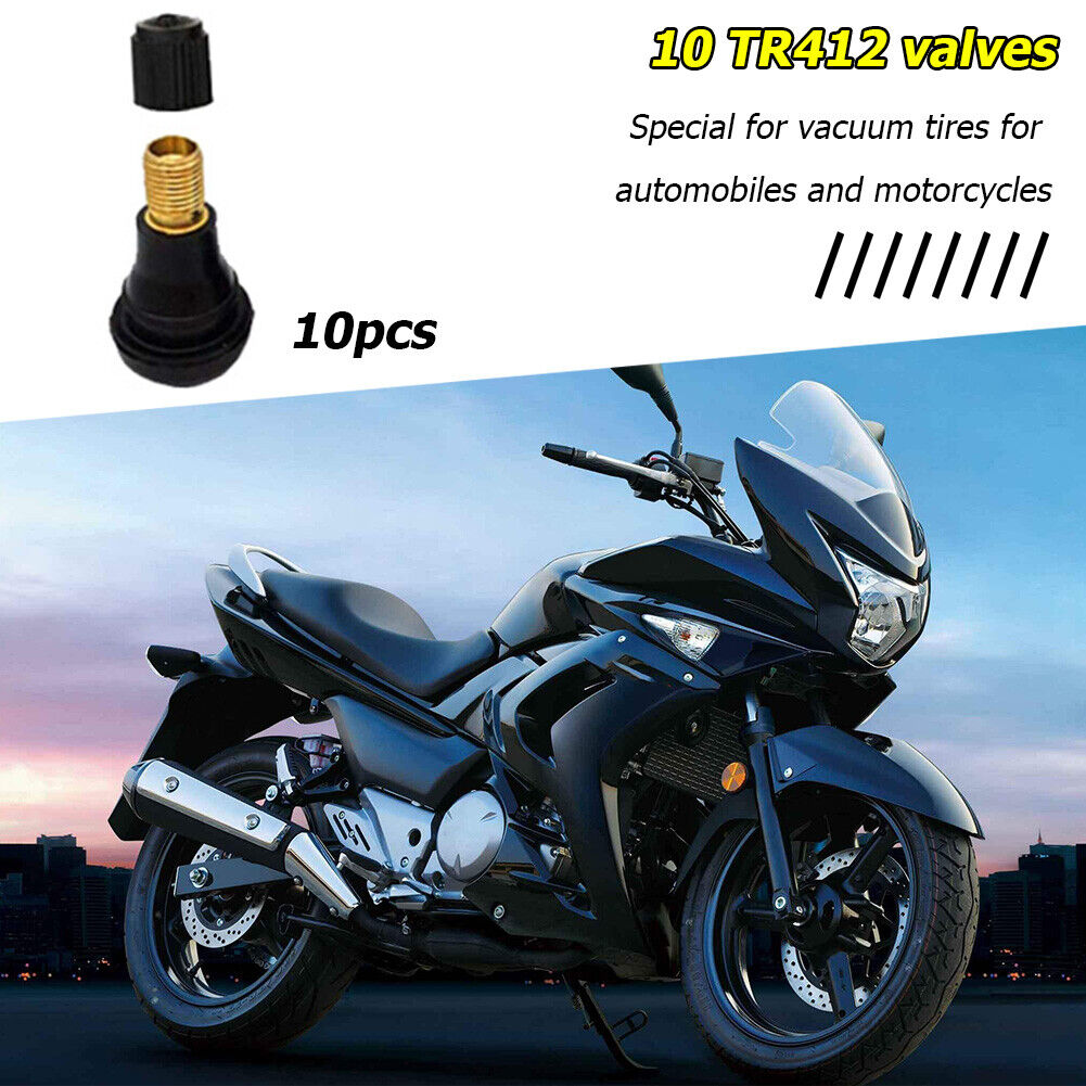 10pcs TR412 Tubeless Tire Valves Snap-in Valve Stems for Car Motorcycle