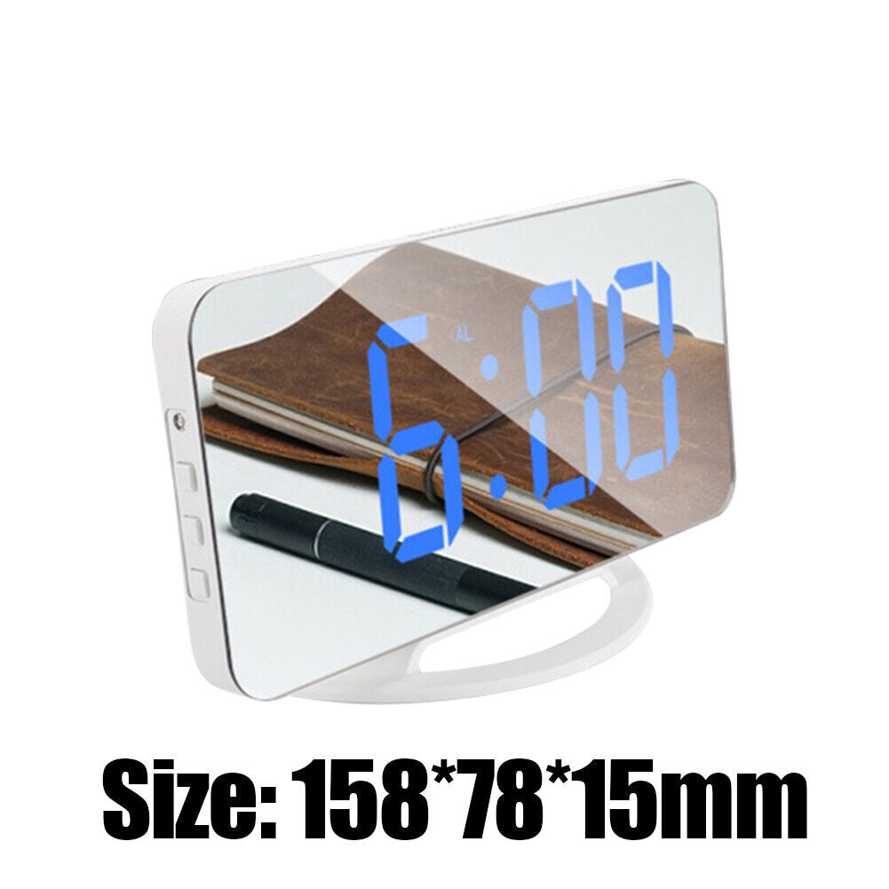 LED Mirror Wake Up Clock Electronic Auto Photosensitive Alarm Clock (B)