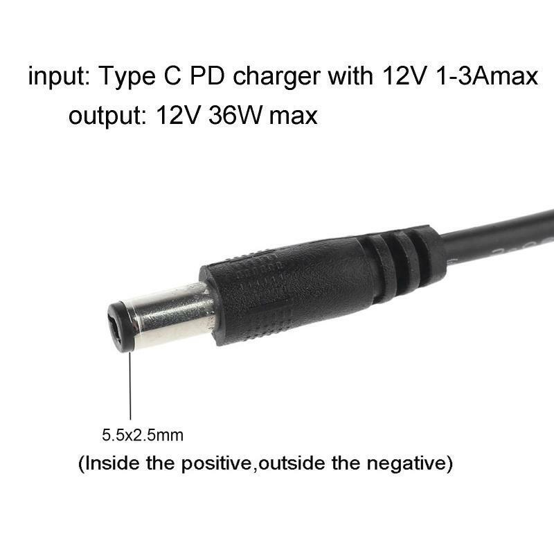 4in1 Type C PD to 12V 5.5x2.5mm Power Supply Cable for WiFi Router Laptop LED