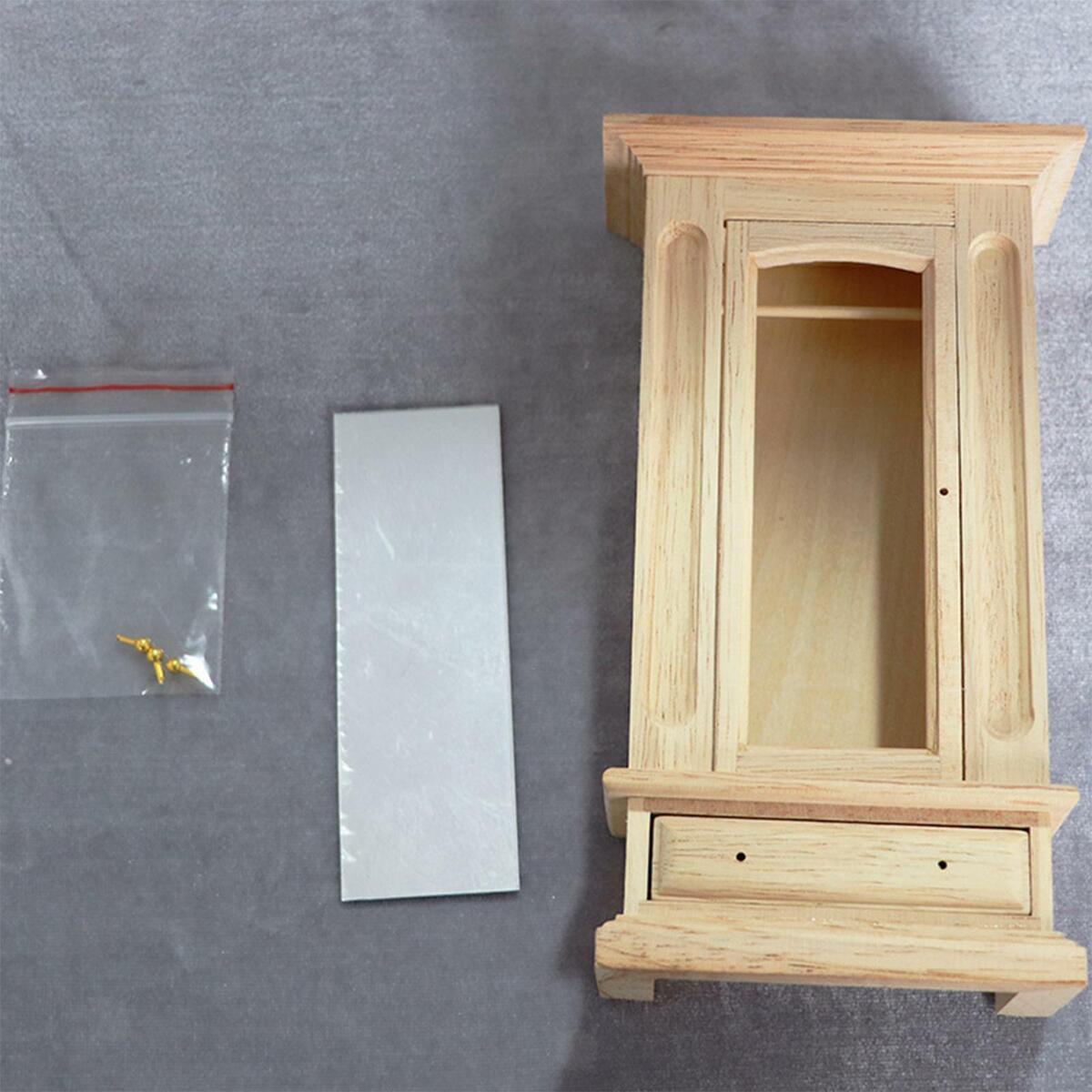 Mini 1:12 Wardrobe & Double bed and bedroom Life Scene Furniture Supplies Decor