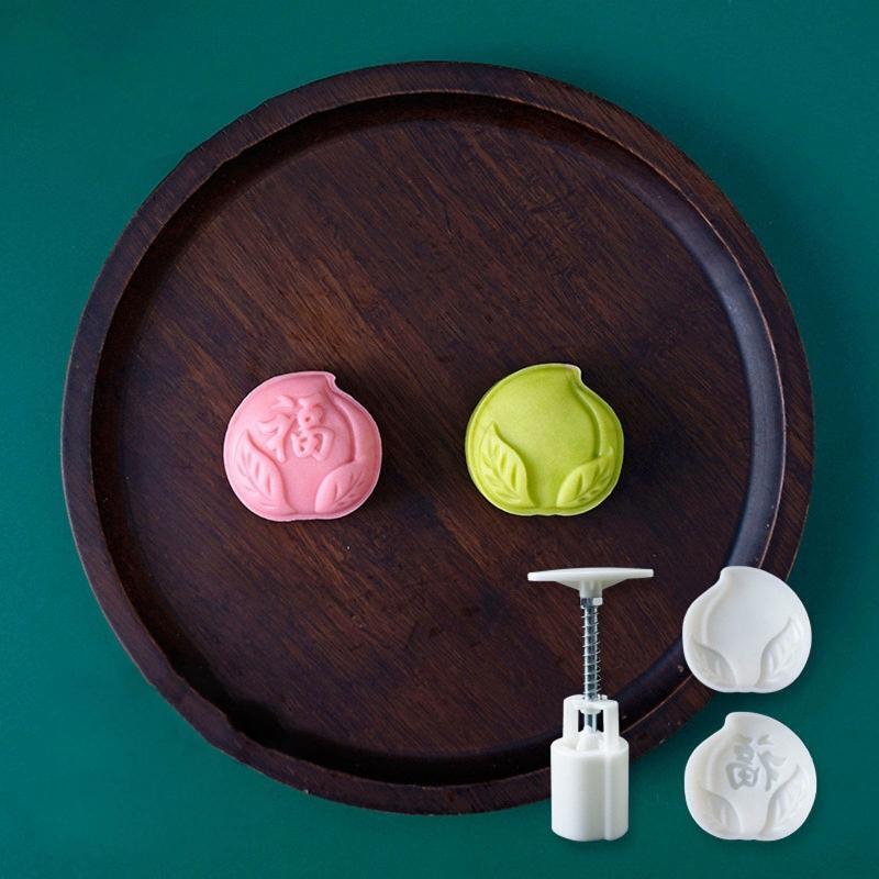 30g Cute Peach Shaped Plastic Mooncake Molds Mooncake Stamp DIY Baking Accessory