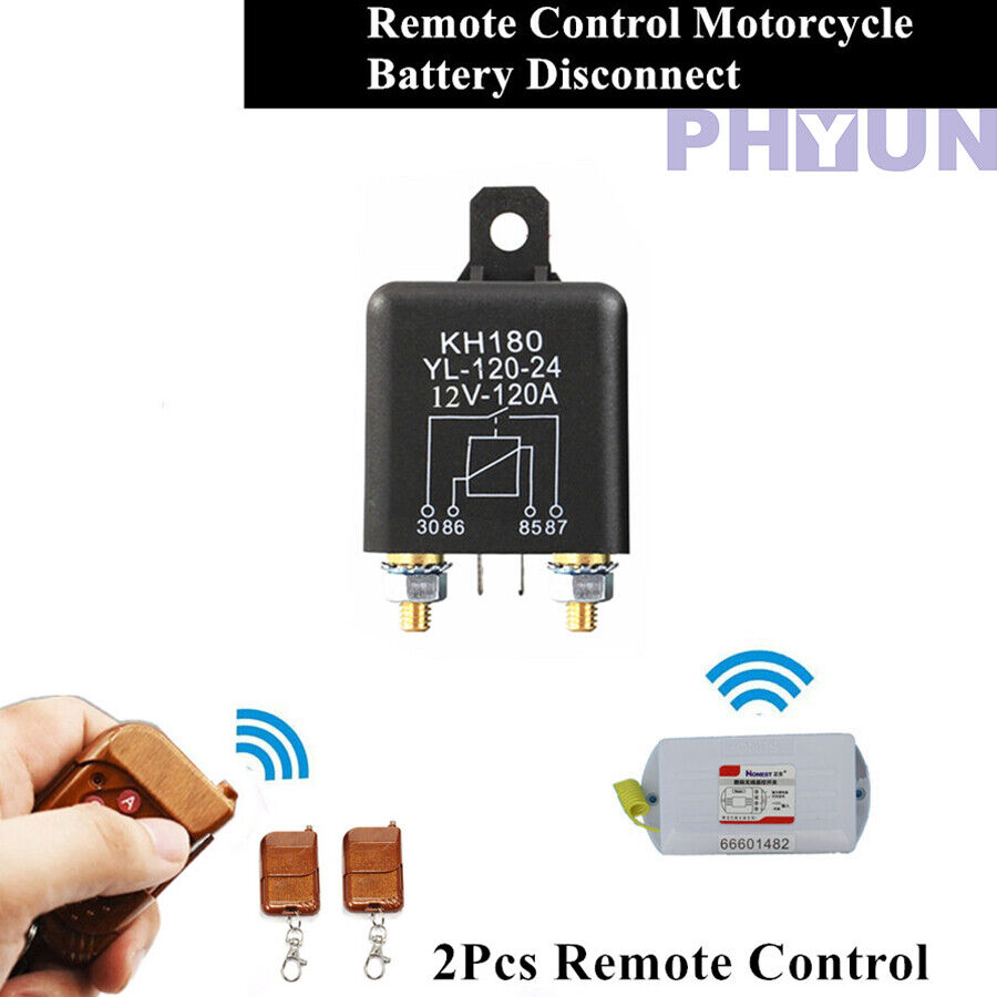 2pcs 12v Motorcycle Universal Wireless Remote Control Battery Disconnect Switch