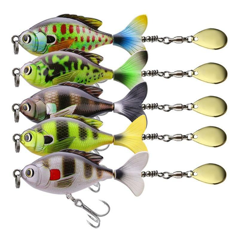 5pcs/set Whopper Popper 6cm/16.5g Topwater Fishing Lure Hard Bait Rotate Tail