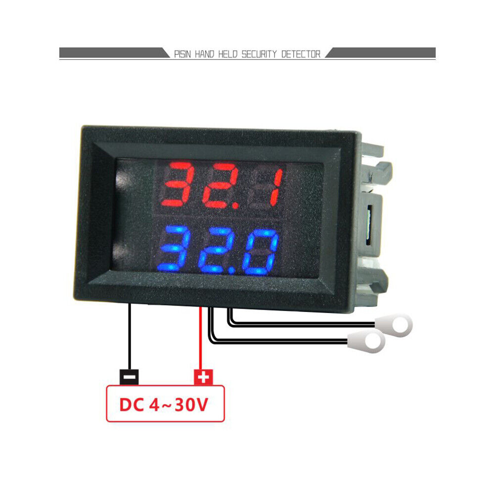 DC4-28V High-precision Dual-display Digital Car Thermometer NTC Metal Probe