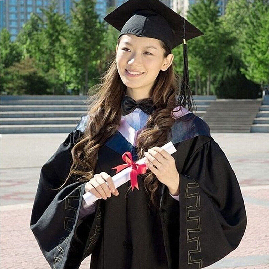 Black Graduation MORTAR BOARD Hat Soft  Fancy Dress Outfit Accessories