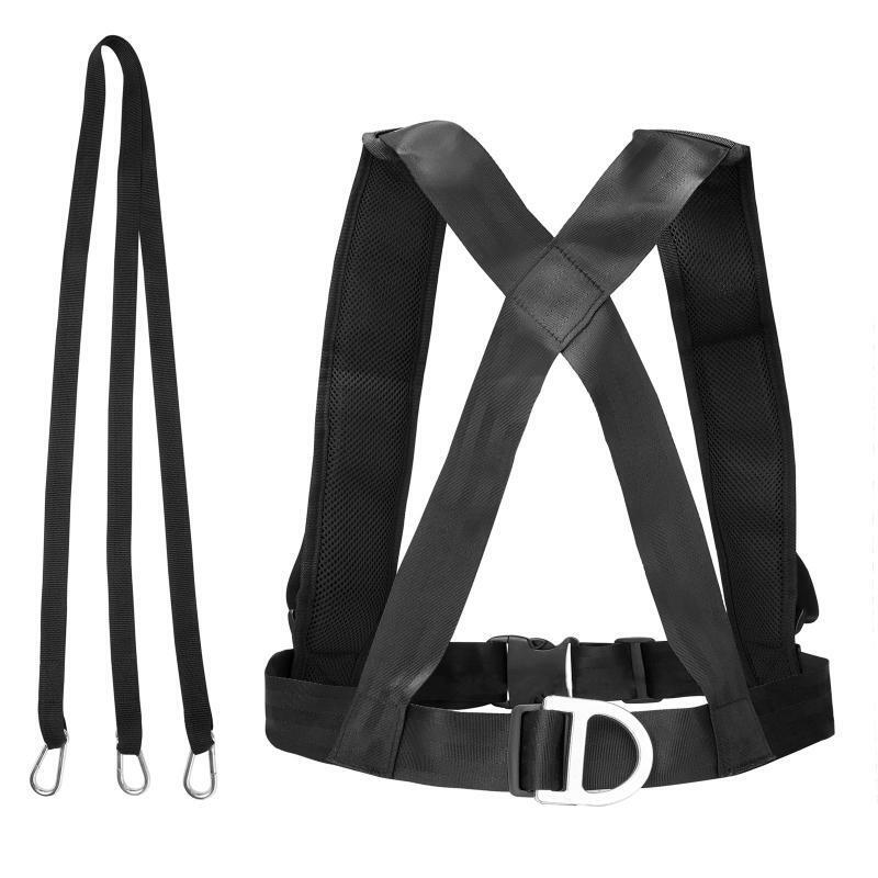 Tire Sled Harness w/ Adjustable Pull Strap & Shoulder Padding Resistance Band