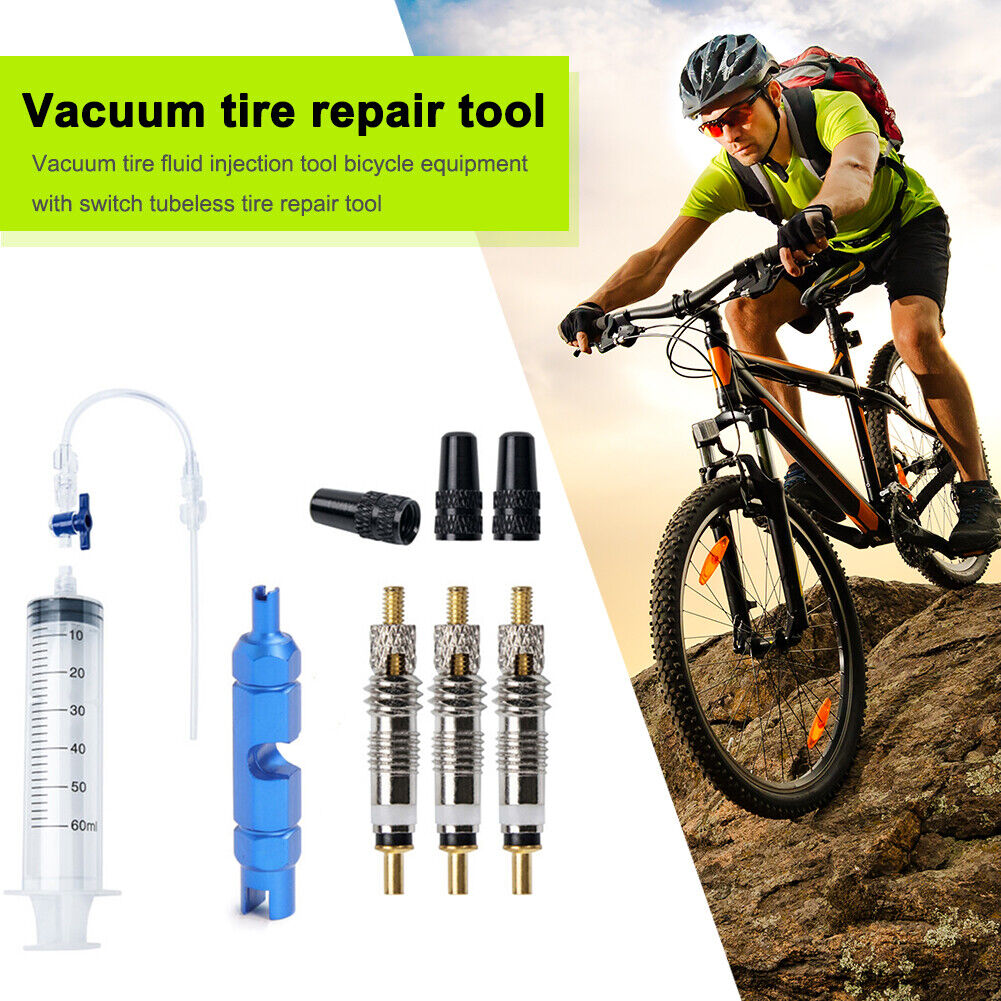 Bicycle Tubeless Tyre Sealant Injection Tool Bike Vacuum Tire Repair Liquid