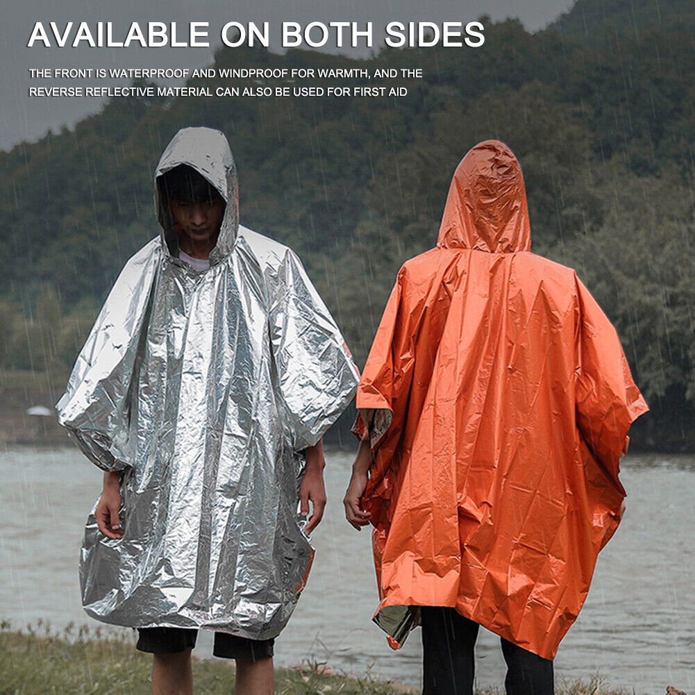 Waterproof Hooded Rain Poncho Raincoat Outdoor Hiking Bike Cycling Rainwear