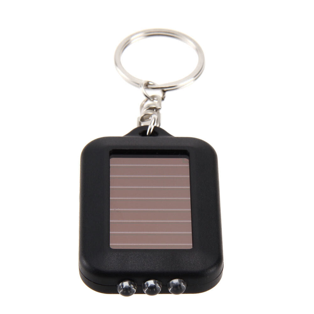 Solar Energy 3 Light LED Electric Torch Key Chain Accessory Black