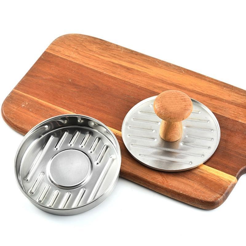 Stuffed Hamberburger Press With Wooden Handle Easy to Use and Clean Cooking Gift