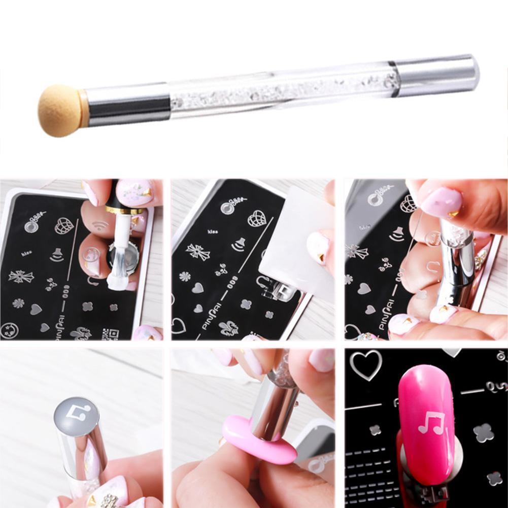 Double Side Nail Art Polish Brush Sponge Stamper Blooming Pen Manicure Set
