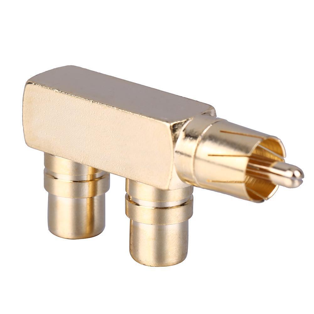 RCA Male to 2 RCA Female Right Angle Audio Plug Splitter Adapter Connector