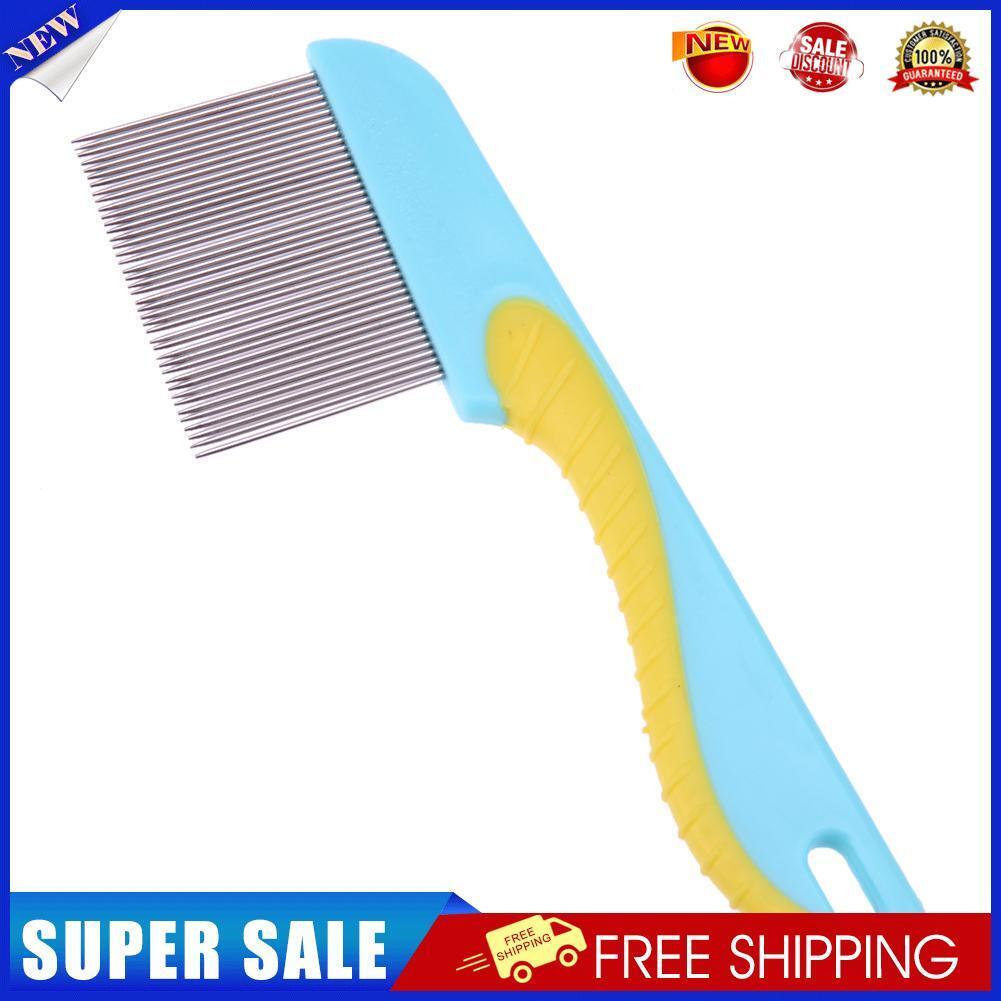 Stainless Steel Dog Dense Teeth Comb Pet Massage Grooming Silicone Handle