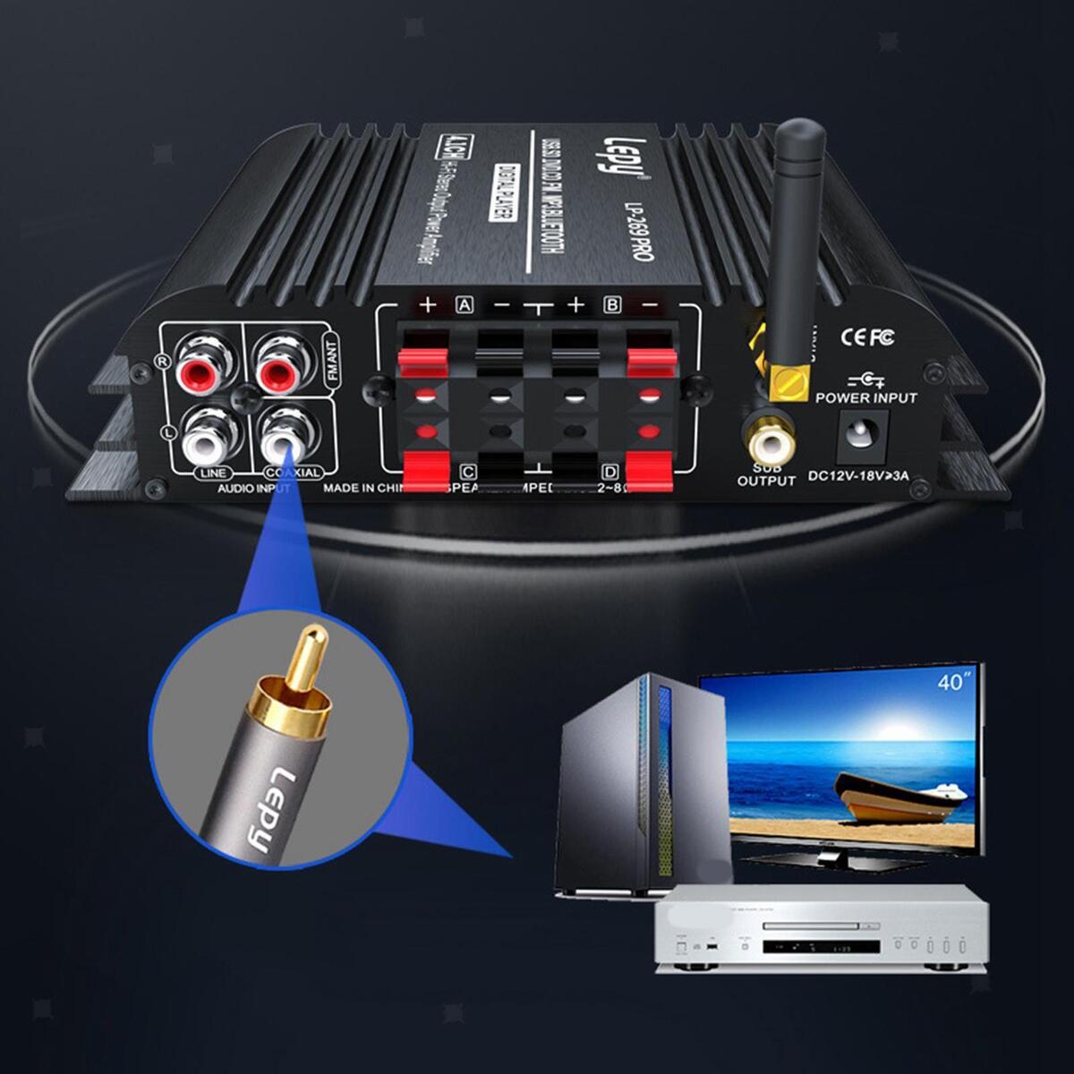 4.1 CH Stereo Amplifier , CD, DVD Coaxial Decoding Input for Tablet