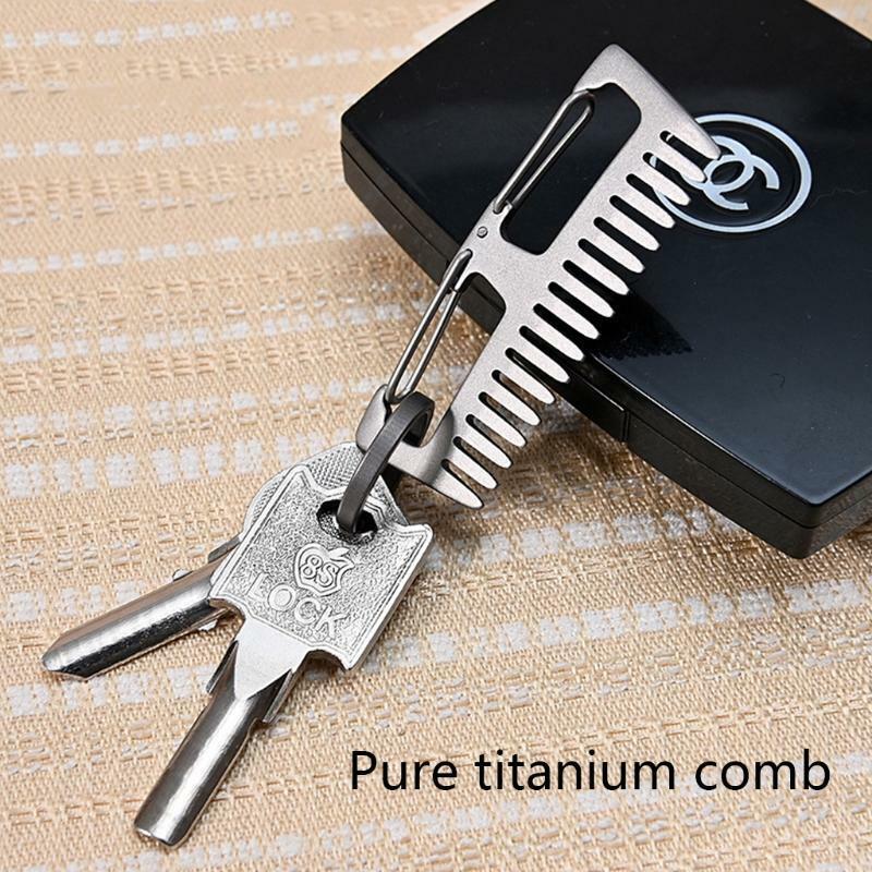 Pure Titanium Hair Comb Anti Static EDC Carabiner Pocket Keychain Hanging Buckle