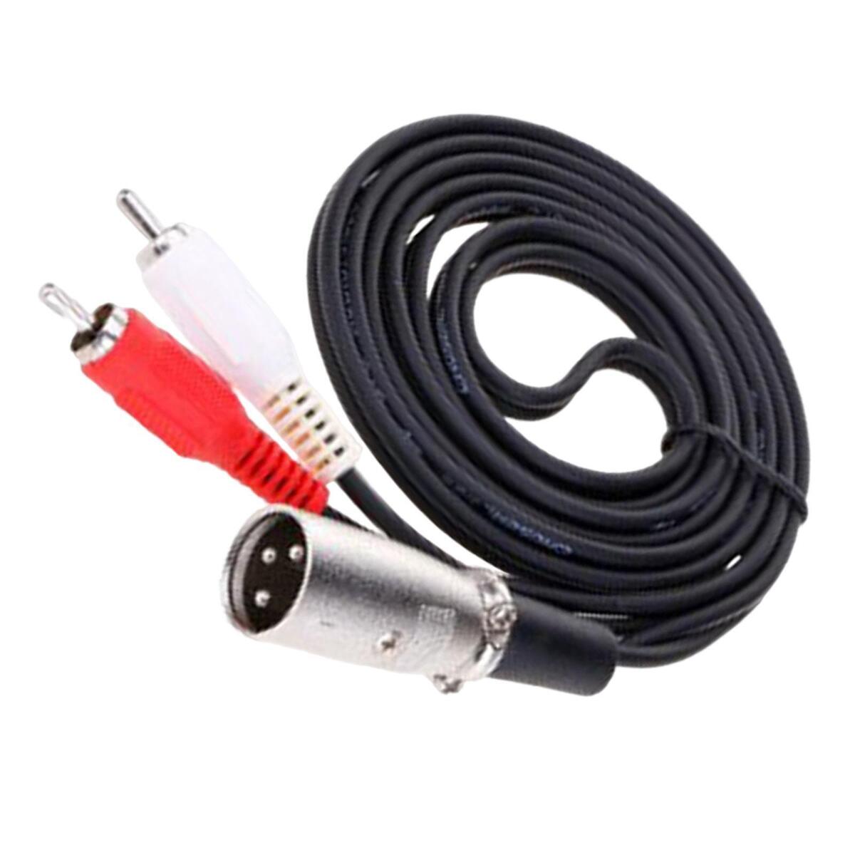 Pro XLR 3 Pin Male to Dual RCA Male Plug Cable Adapter Mic Audio Y Splitter