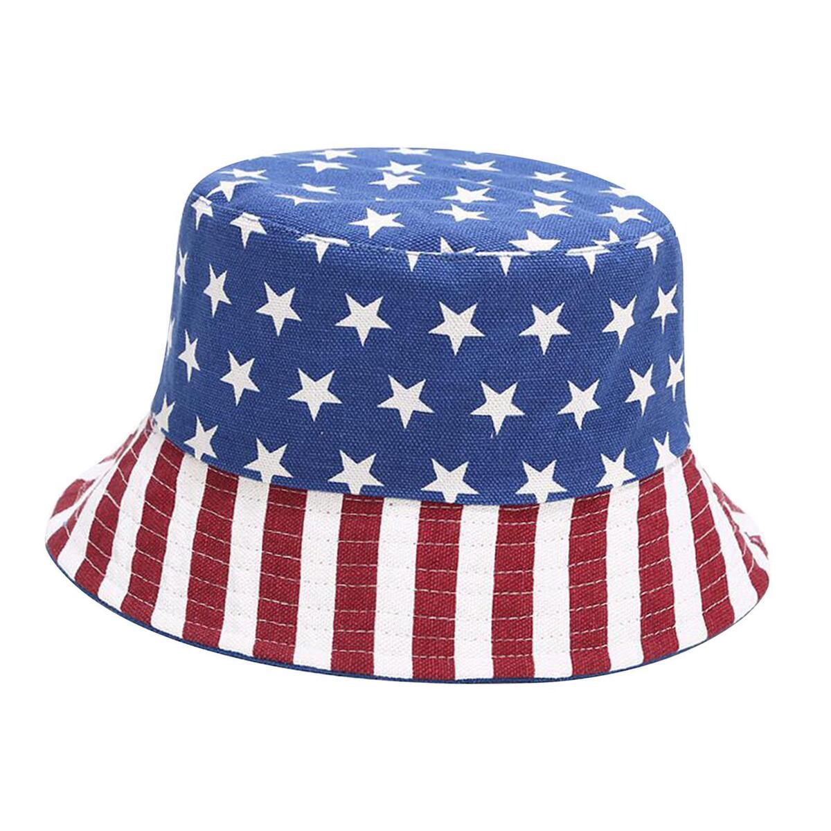 Casual Women Bucket Hat Patriotic 4TH of July Sun Protection for Hiking
