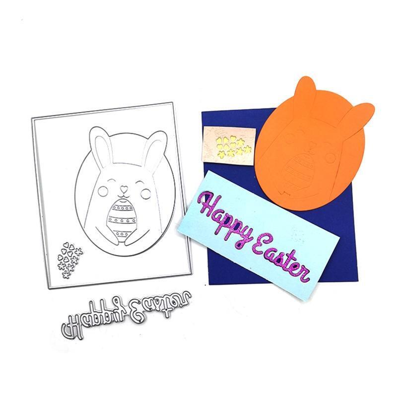 Happy Easter Rabbit Metal Cutting Dies Stencil DIY Scrapbooking Embossing Tool