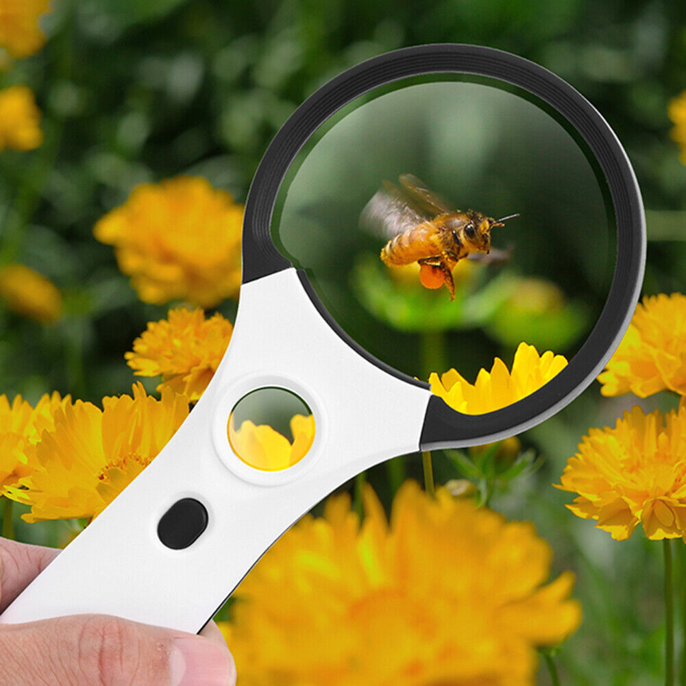 3x/45x Handheld Magnifying Glass Lens w/ 4LED Lights Illuminated Magnifier
