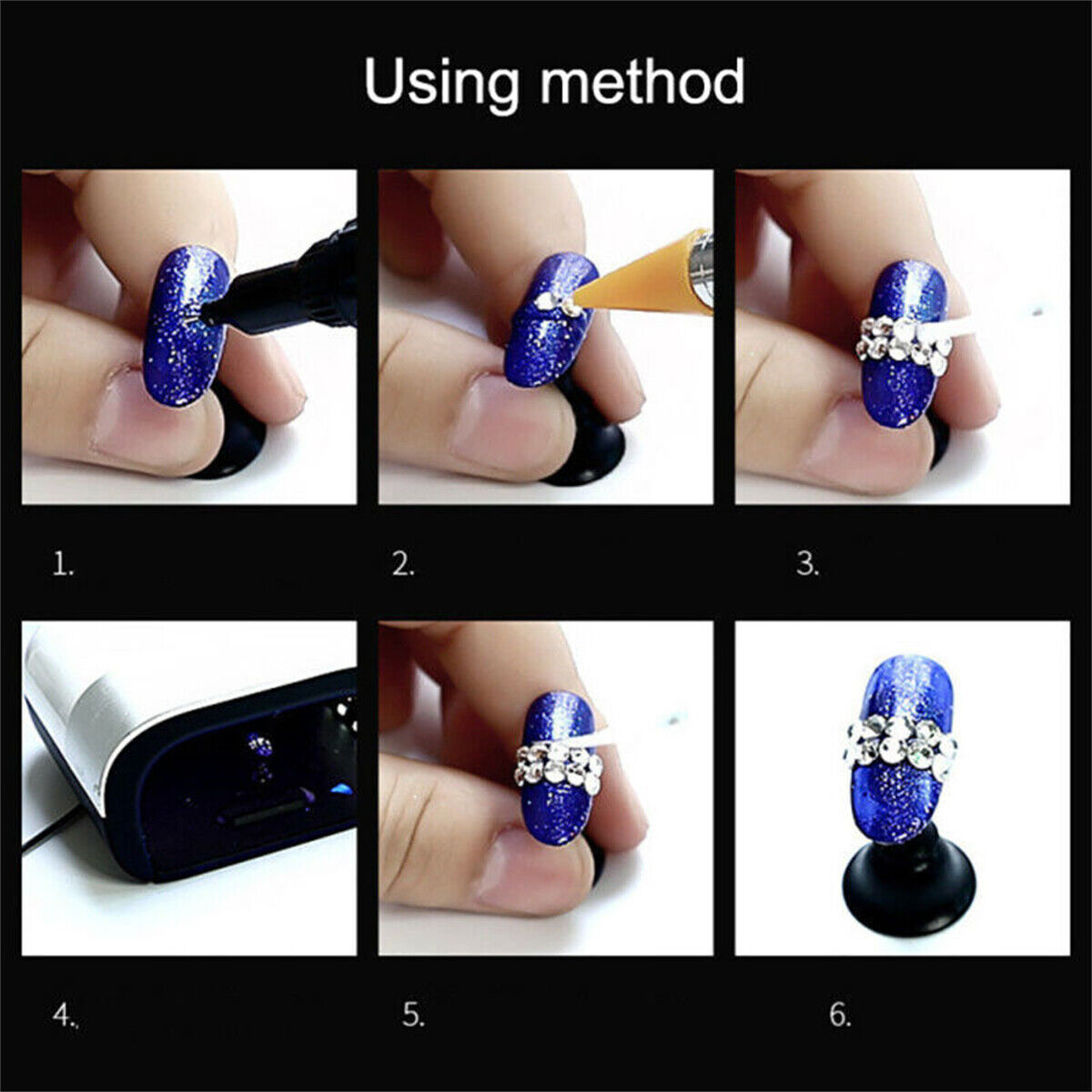 10ml Nail Art Rhinestones UV Gel Glue Drill Gel Sticky Crystal Gem Polish Decor