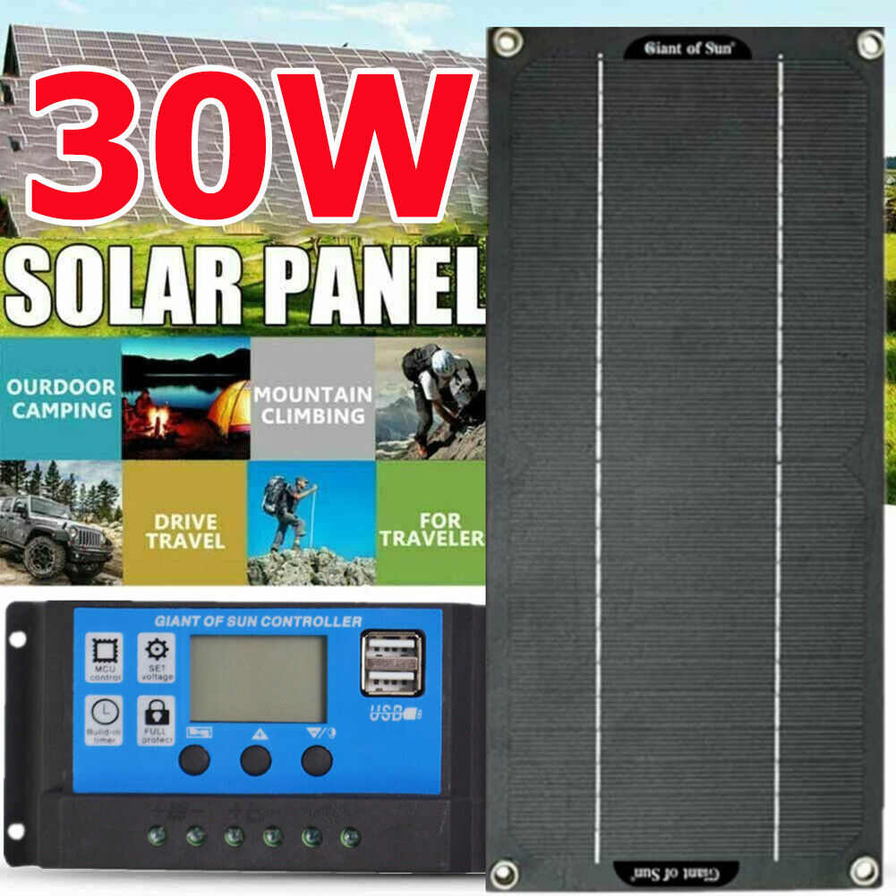 30W Solar Panel Kit 18V Battery 100A Charger Controller for Car RV Outdoor