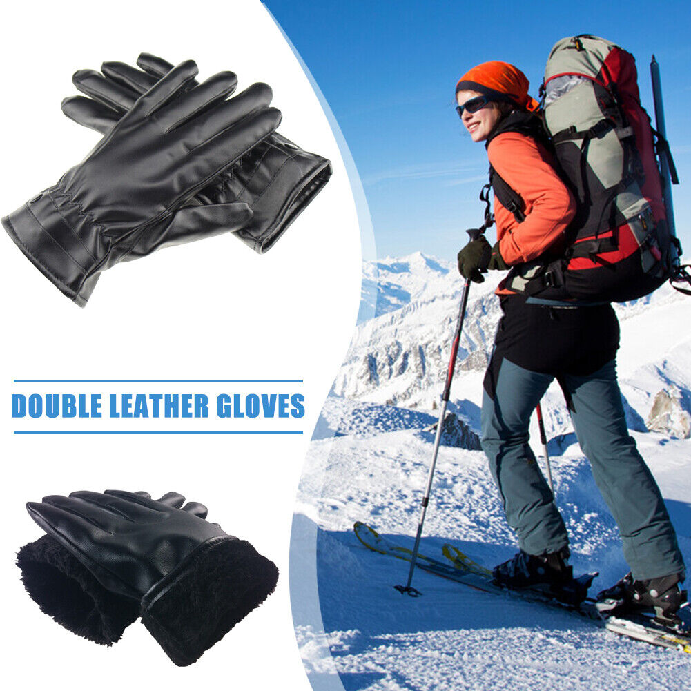 1 Pair Leather Winter Motorcycle Gloves Touch Screen Waterproof Men Gloves