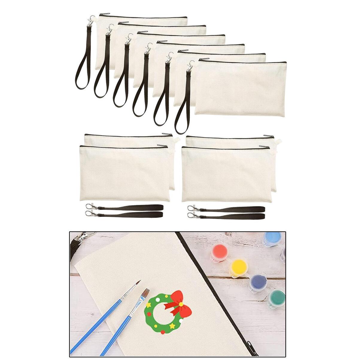 10x Blank Pencil Bags Heat Transfer Cosmetic Bags Kids Wristband DIY Kit