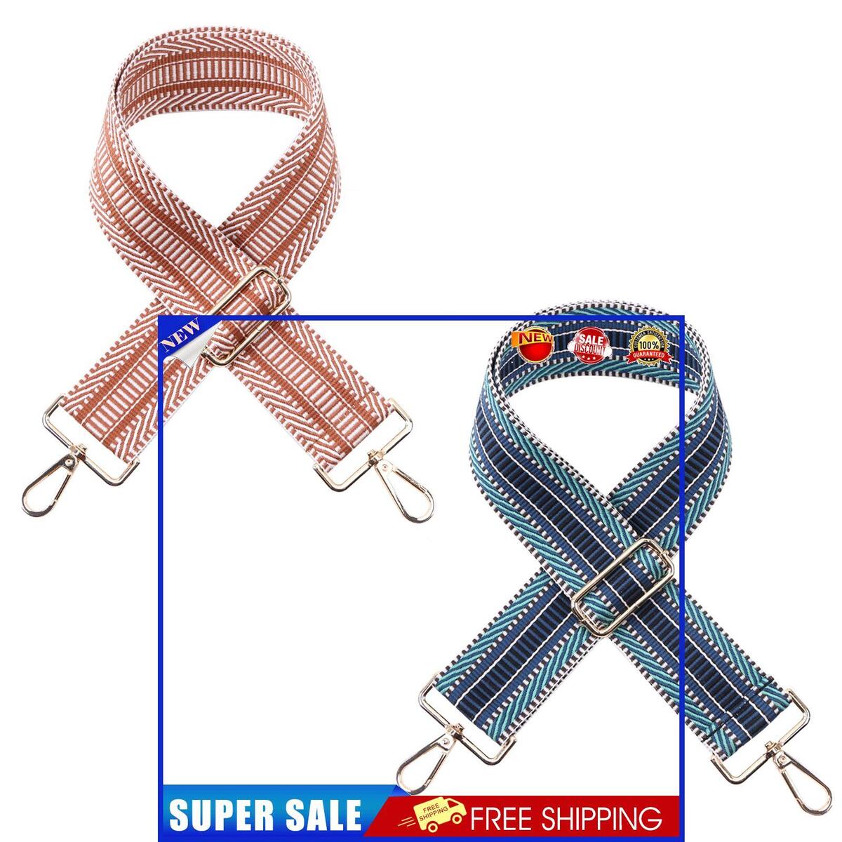 Replacement Bag Strap Universal Adjustable Wide Shoulder Belt (Blue+Brown)