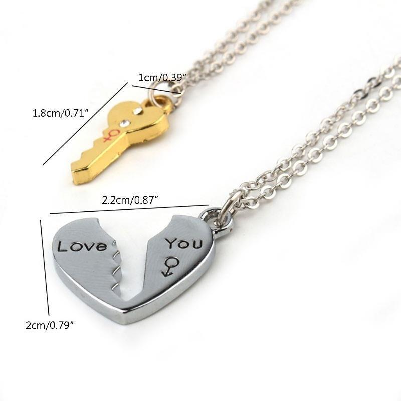 Heart-shaped Key Couple Necklace Hold the Key to My Heart Clavicle Chain Jewelry