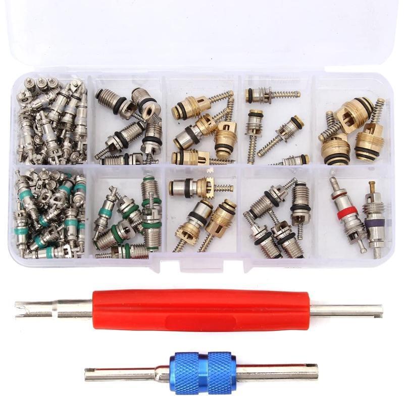 102 Pcs R134A Car A/C Core Valves Portable Valve Cores Remover Tool for Most Car