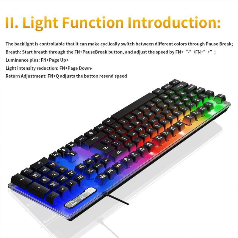 Wired Luminous Gaming Keyboard and Mouse Combo Mechanical Feel Rainbow Backlit