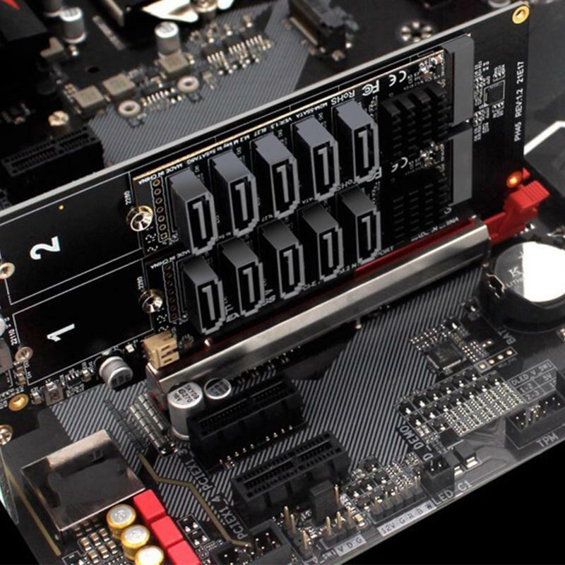 PCI-E Expansion Card Dual NVME RAID PCI-E X8 Split Card to Sata 10-Port Adapter