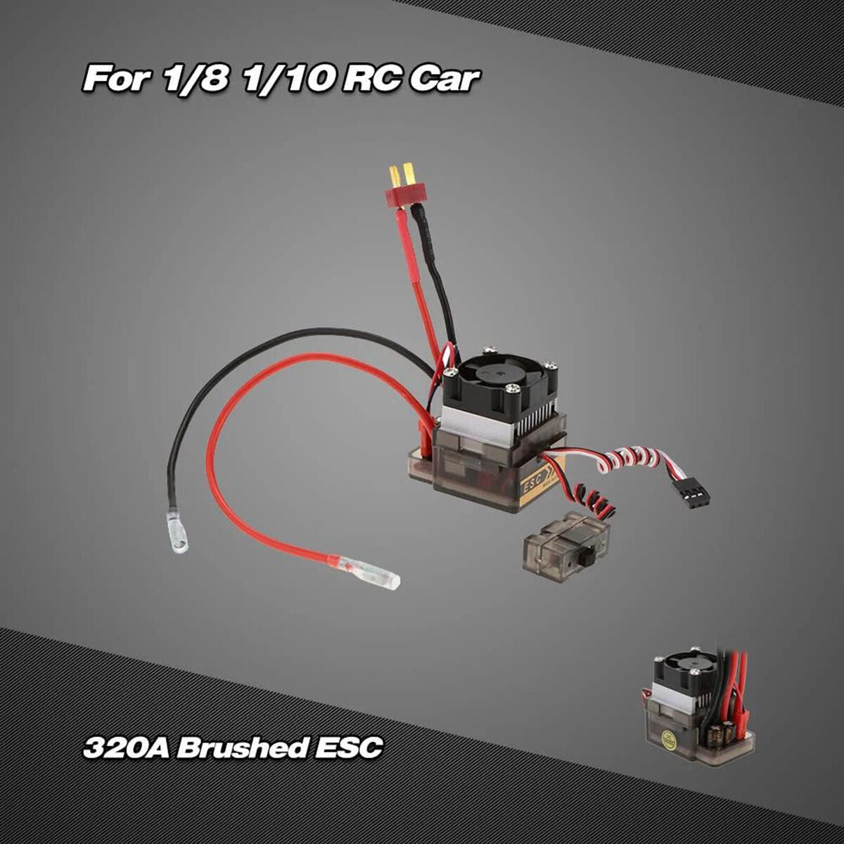 320A Brushed ESC Electric Speed Controller for 1/8 1/10 RC Off-Road Truck