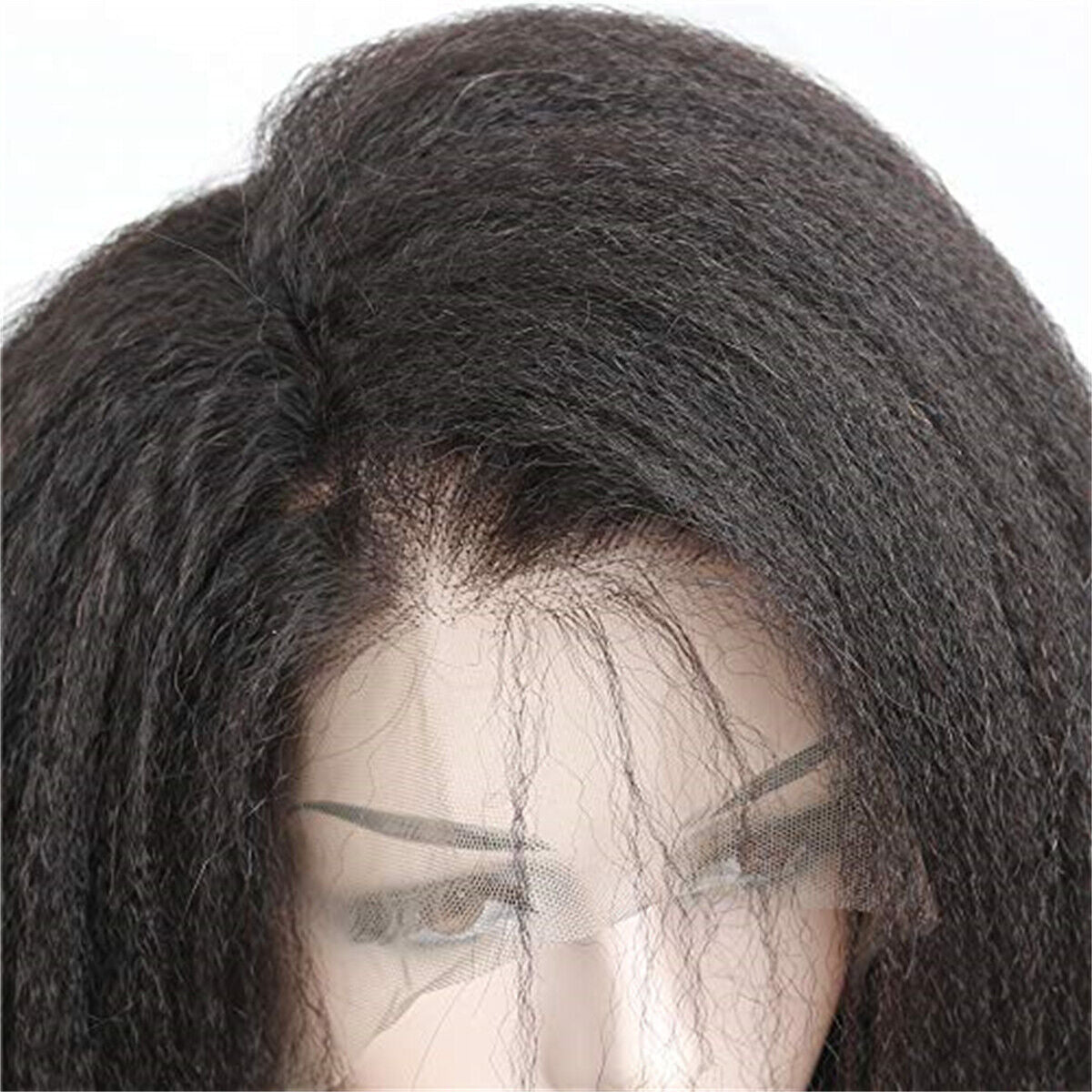Synthetic Black Wig Kinky Straight Yaki Hair Lace Front Wigs Long Hair for Women