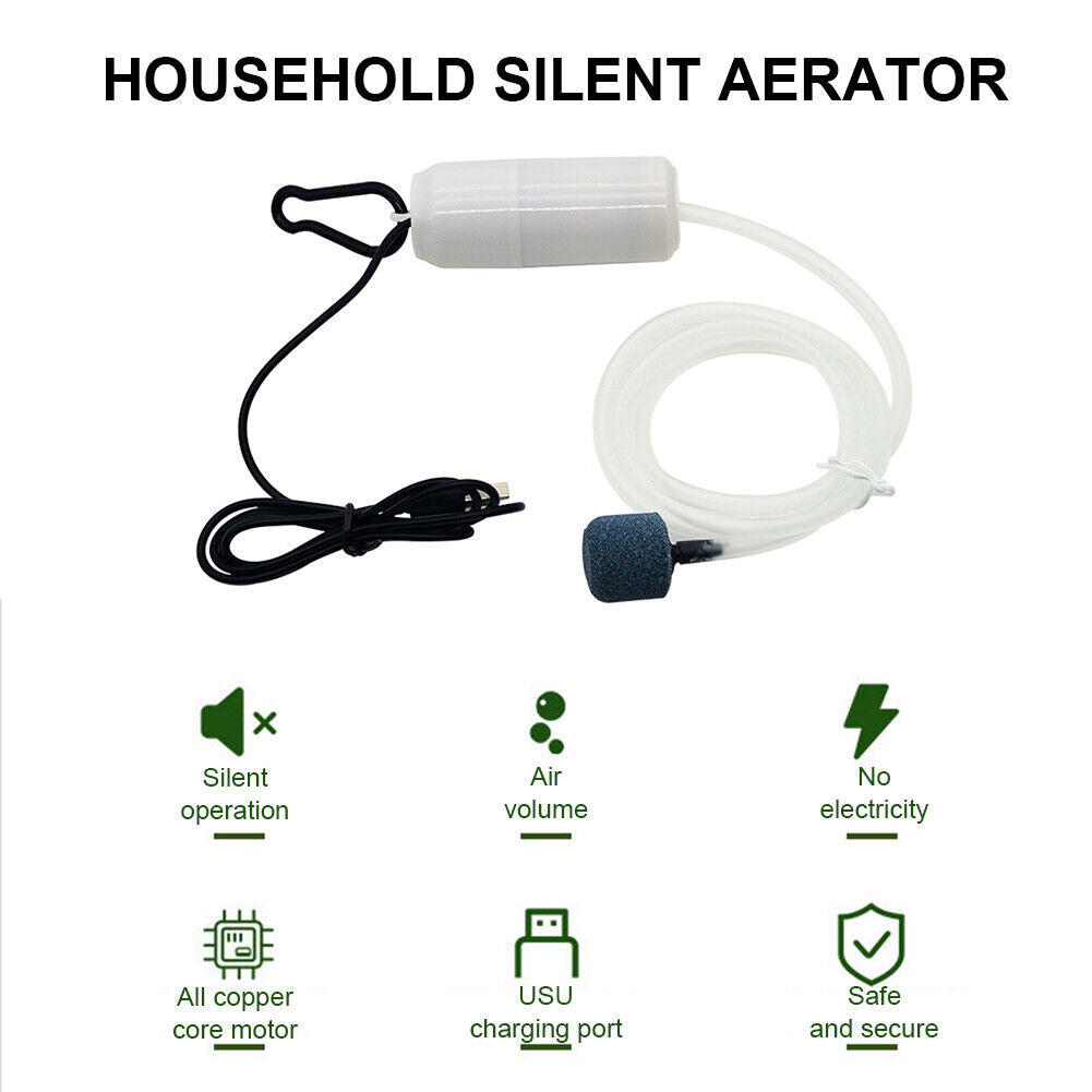 Aquarium Oxygen Air Pump Fish Tank Silent Air Compressor Aerator (White)