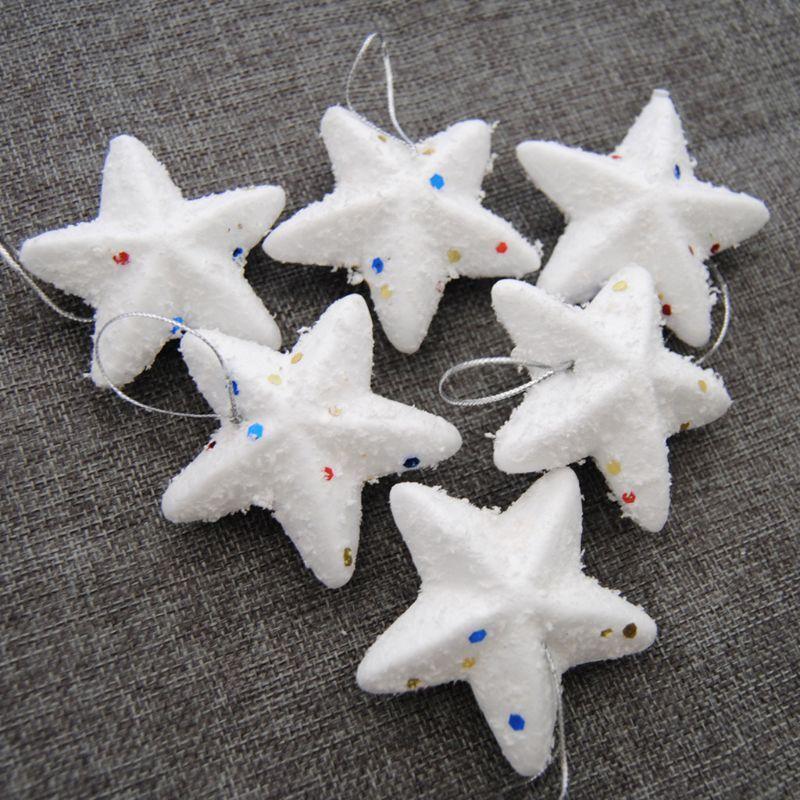 6 PCS White Five-Pointed Star Ornament Christmas Topper Tree Star Mini Tree Star