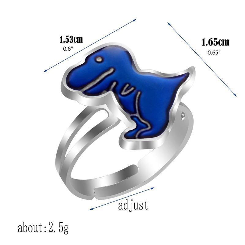 Fashion Thermochromic Ring Cute Cartoon Animal Tyrannosaurus Opening Adjustable
