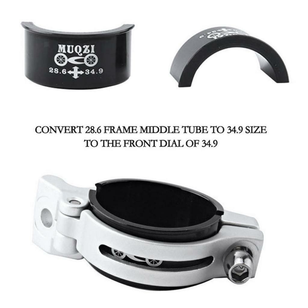 Front Derailleur Clamp Shim Converter, Reduces 34.9mm to 28.6mm, Black