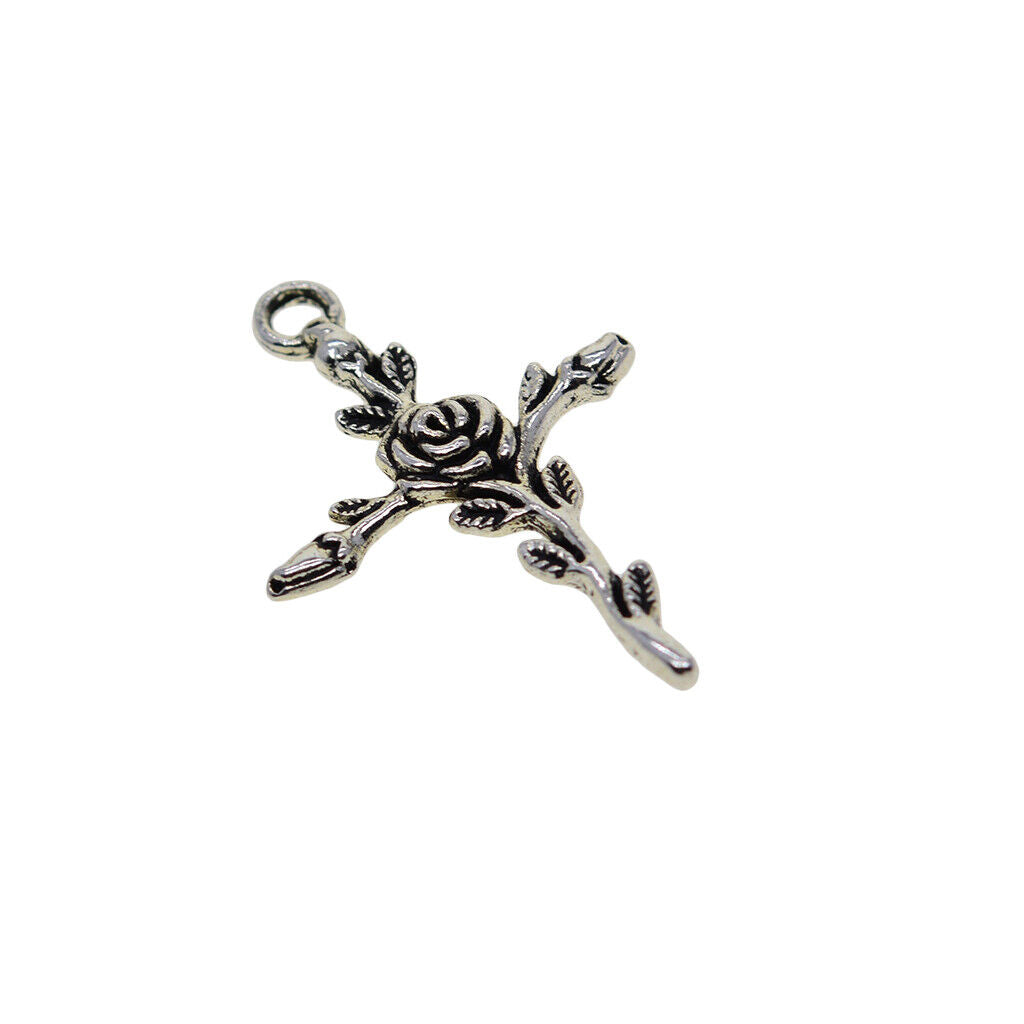 50 Pieces Tibetan  Floral  Charms Pendants for DIY Jewelry