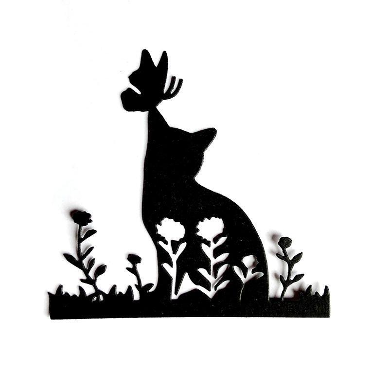 Flower Cat Metal Cutting Dies Handmade Crafts  Birthday Greeting Card Decor