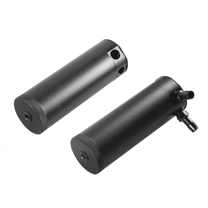 Racing Baffled Oil Catch Can with Drain Valve 2 Ports Tank with Breather Filter