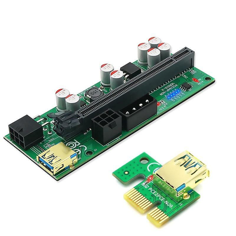 PCI Express 1X to 16X Extension Adapter USB3.0 PCI-E Riser Card Sata 6Pin Power