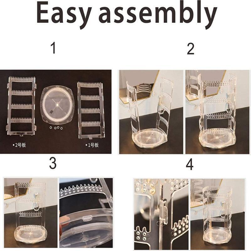 360 Rotating Clear Earring Holder 4 Tiers Jewelry Organizer Classic Stand Rack