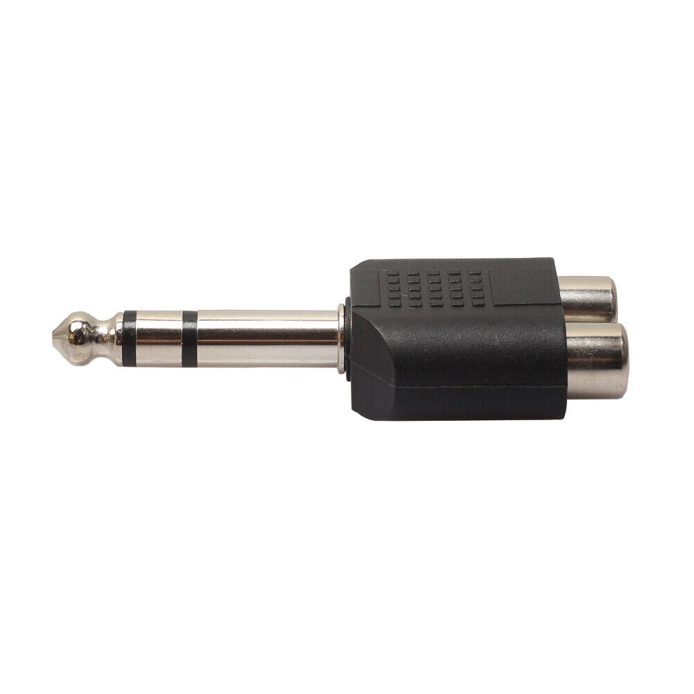 5Pcs 6.35mm 1/4" Stereo Plug to 2 RCA Female Jacks Splitter Audio Converter