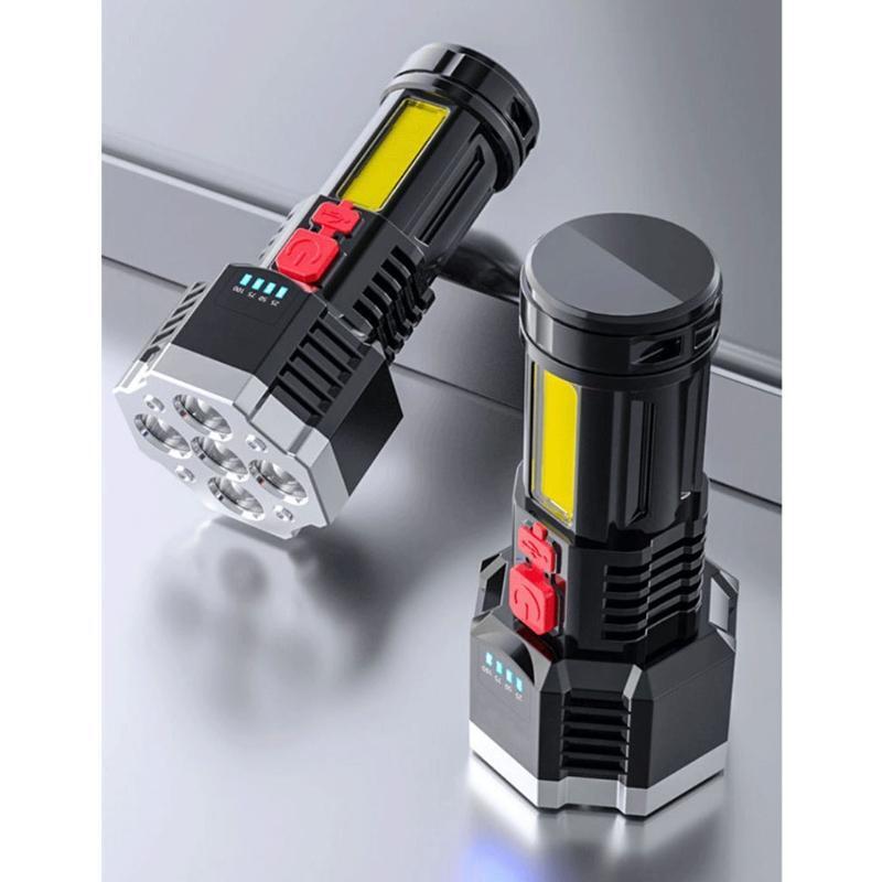 4 Modes Bright Handheld Flashlight w/ COB Side Light Portable Flashlight Camping