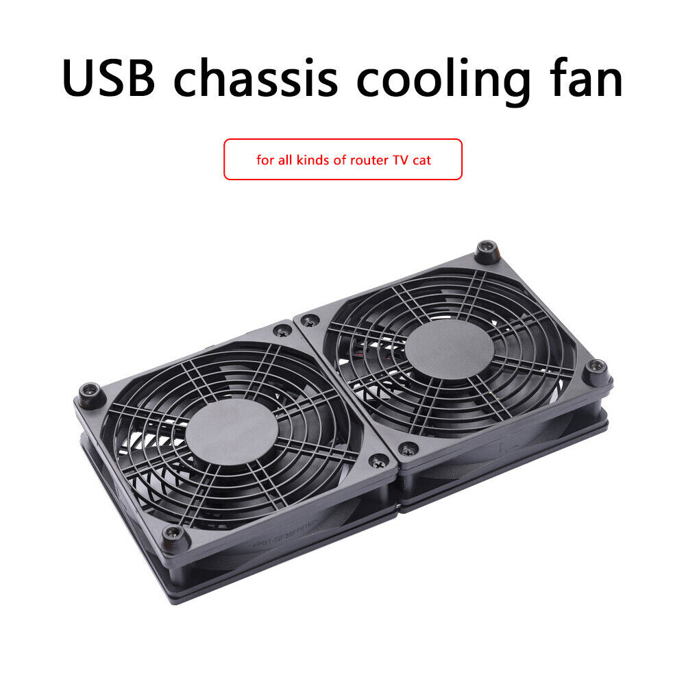 Wireless Router Dual Cooling Fan TV Set-Top Box Heat Dissipation Cooler Fan